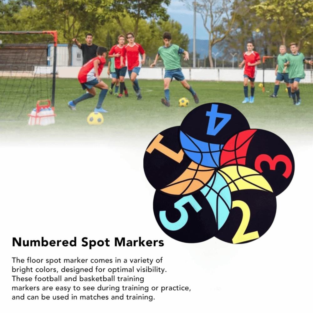 6PCS Rubber Basketball Spot Marker Anti-Slip Numbered Practice Mats Basketball Dribbling