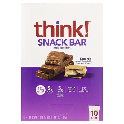 Snack Protein Bar, S'mores, 10 Bars, 1.41 Oz (40 G) Each