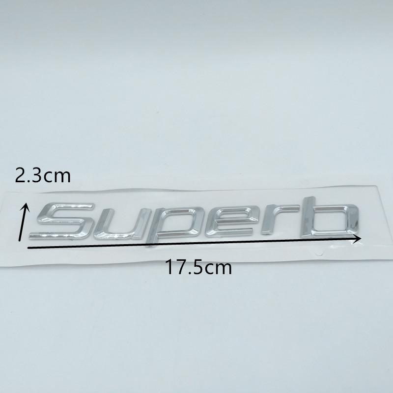 BASS7 1pcs 3D ABS SUPERB high quality silver/black car Letter Emblem Rear tail trunk Decals badge sticker Decal styling For Skoda