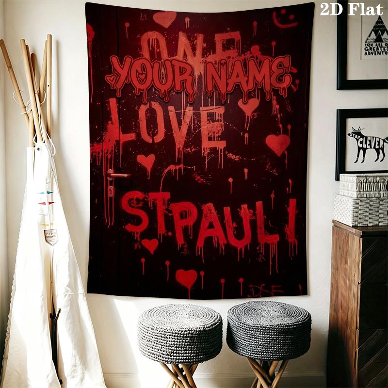 Custom Name St.Pauli Wall Tapestry Aesthetic Wall Hanging Printed Fabric Blanket Decorative Tapestries for Bedroom Living Room Home Decor