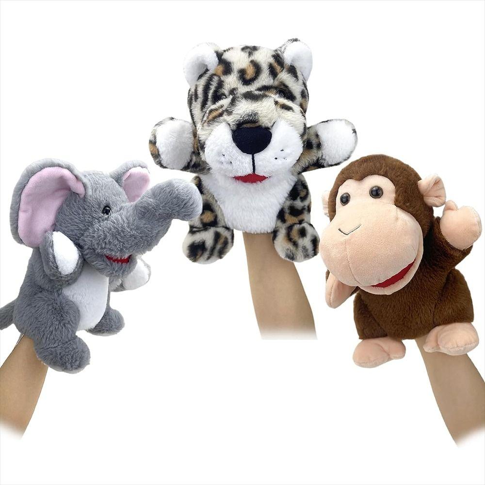 Jungle Animal Animal Hand Puppets Movable Mouth Plush Hand Doll Birthday Gift Preschool