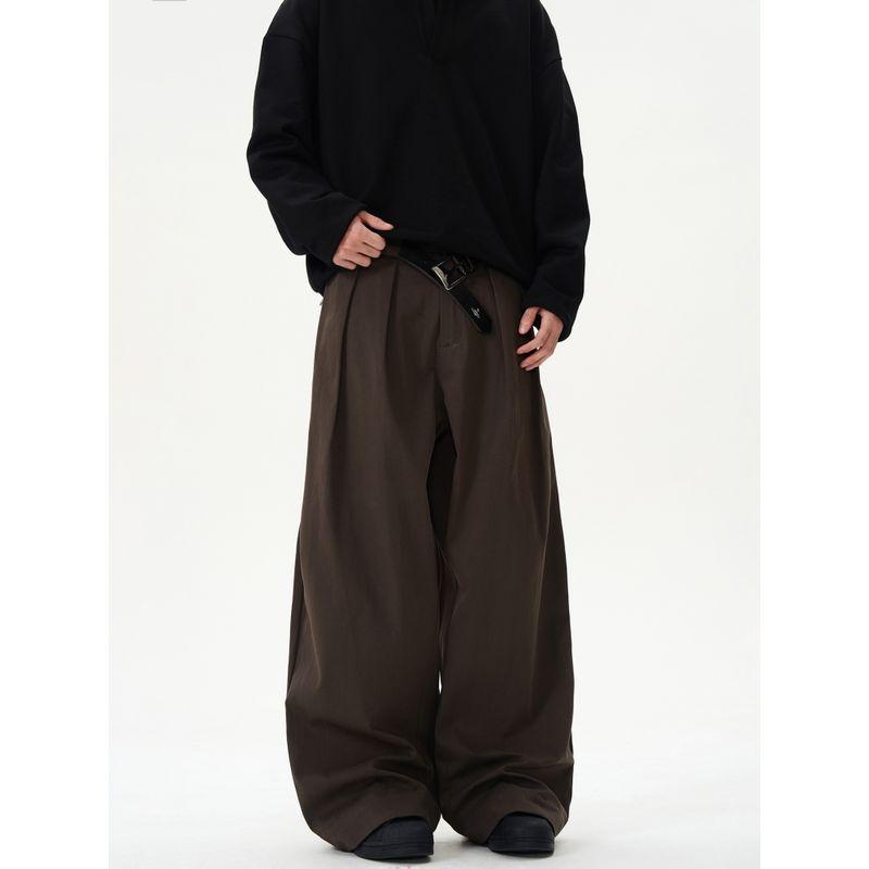 Kisko American Retro Pleated Baggy Wide Leg Pants Men and Women Simple Classy Loose Feeling Loose Casual Suit Pants