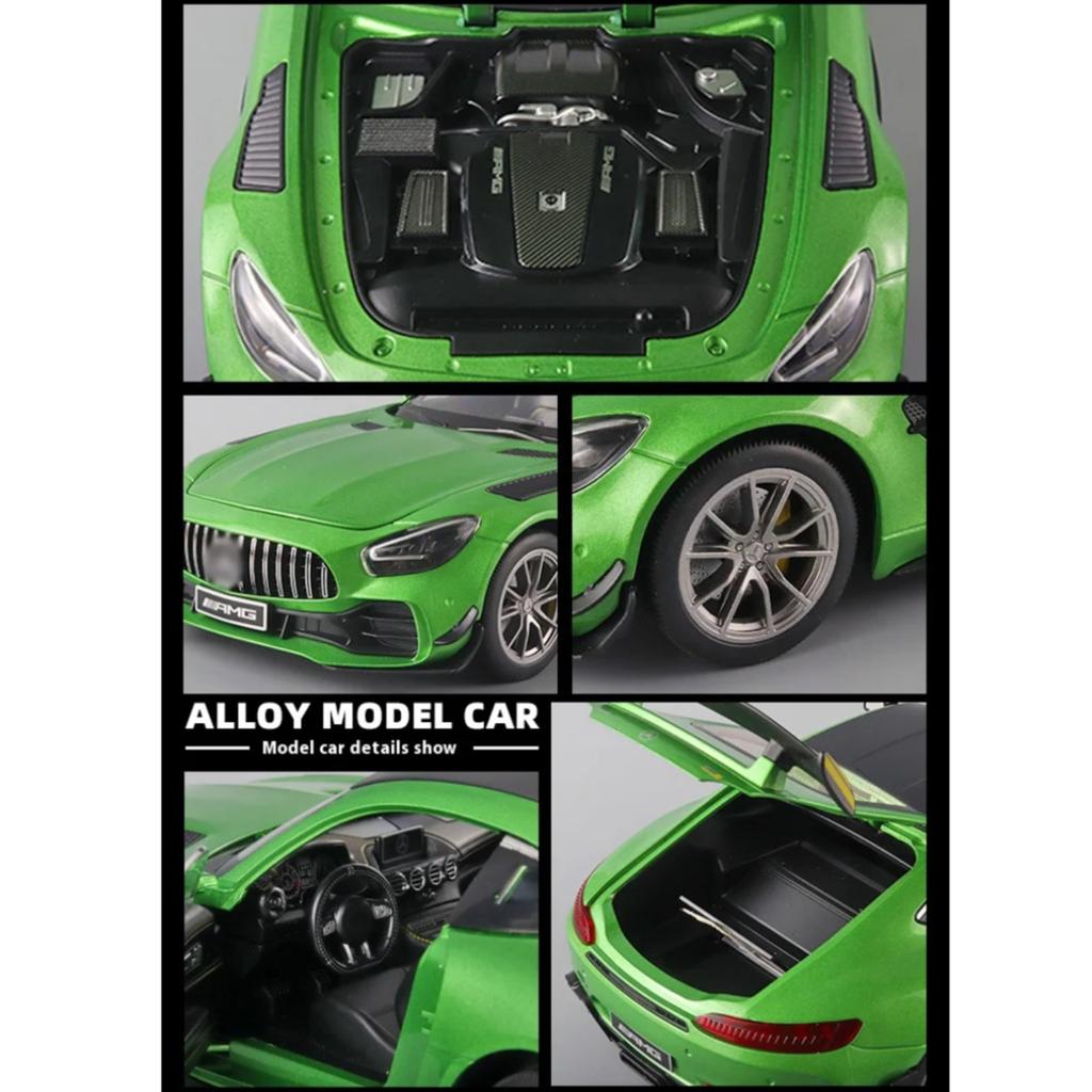 1/18 Scale BENZ AMG-GTR Cool Alloy Sports Car Model, Simulated Interior Details, Cool Lighting and Sound Effects, Exquisite Desktop Ornaments