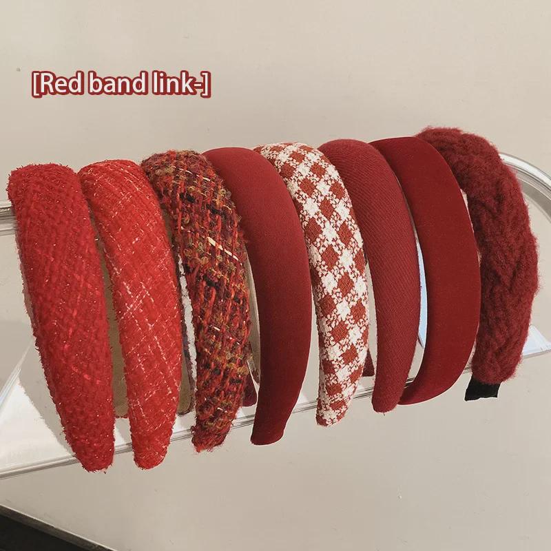 New 2022 High-End Retro Red Headband for Women - Perfect for Autumn, Winter & Holidays