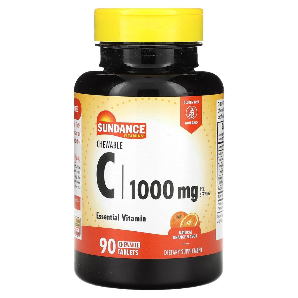 Chewable C, Natural Orange, 1,000Mg, 90 Chewable Tablets (500Mg per tablet)