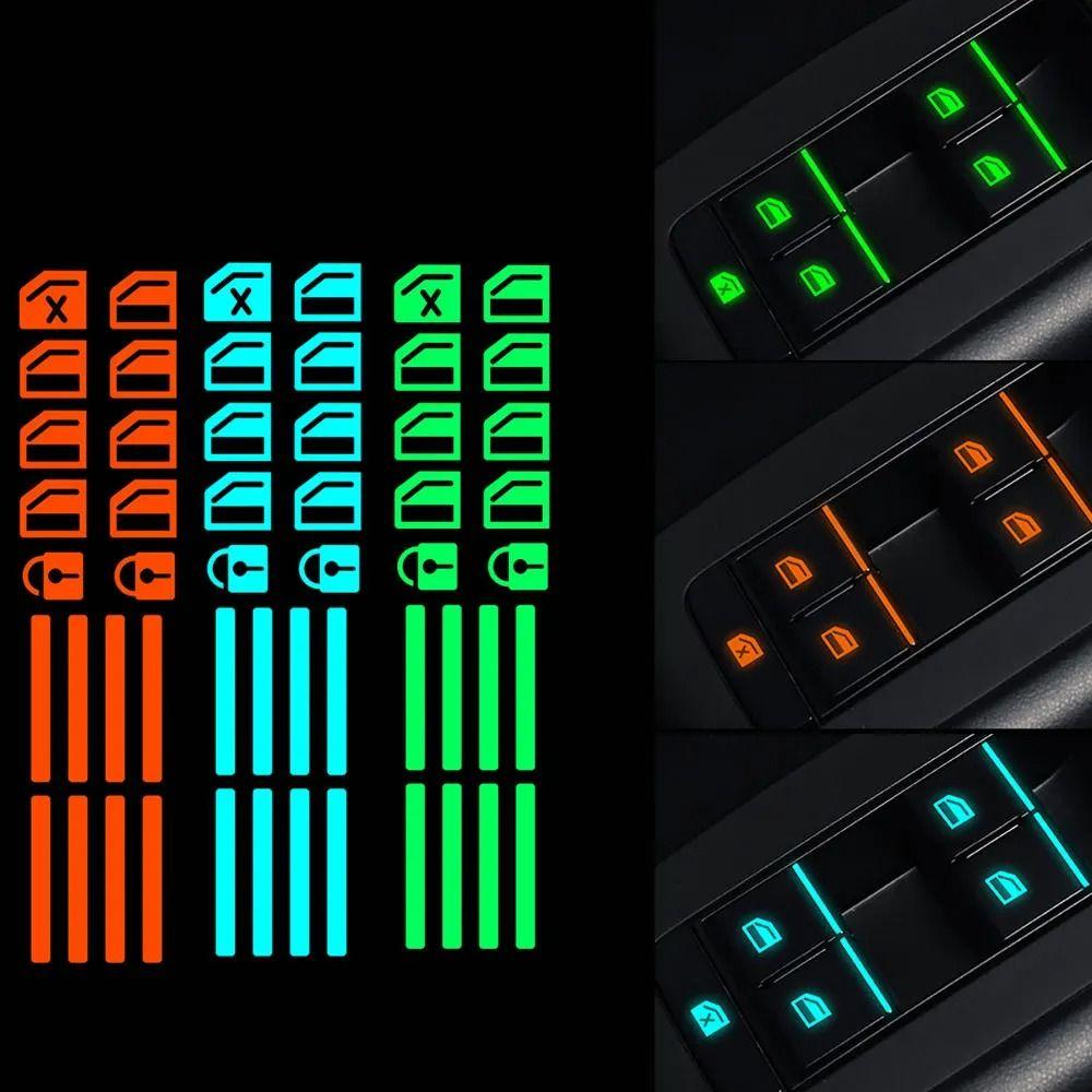 Ночные флуоресцентные наклейки для салона автомобиля, переключатель цепи подъемника, наклейки на панель