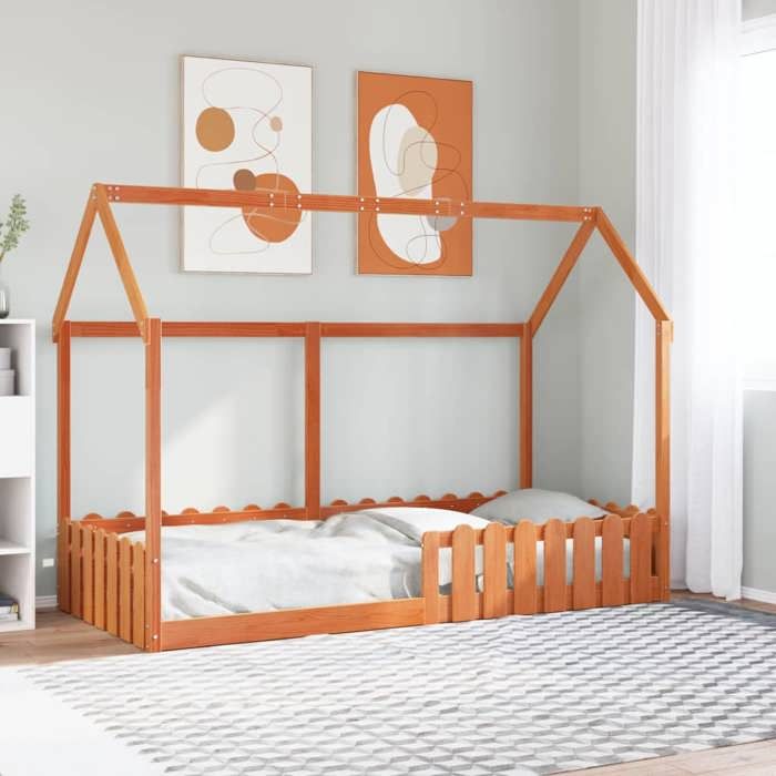 VidaXL Cadre de lit d'enfants forme de maison 90x190cm bois massif pin, cadre de lit en forme de maison, cadre de lit pour 850694