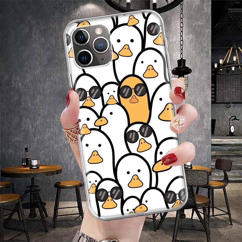 Мультяшная Утка Гусь Игра Мягкий Чехол Для Телефона Для IPhone 11 17 Air 16E 16 Pro Max 15 + 14 Plus 13 Mini 12 Apple 7 SE 8 Fundas Coque 11