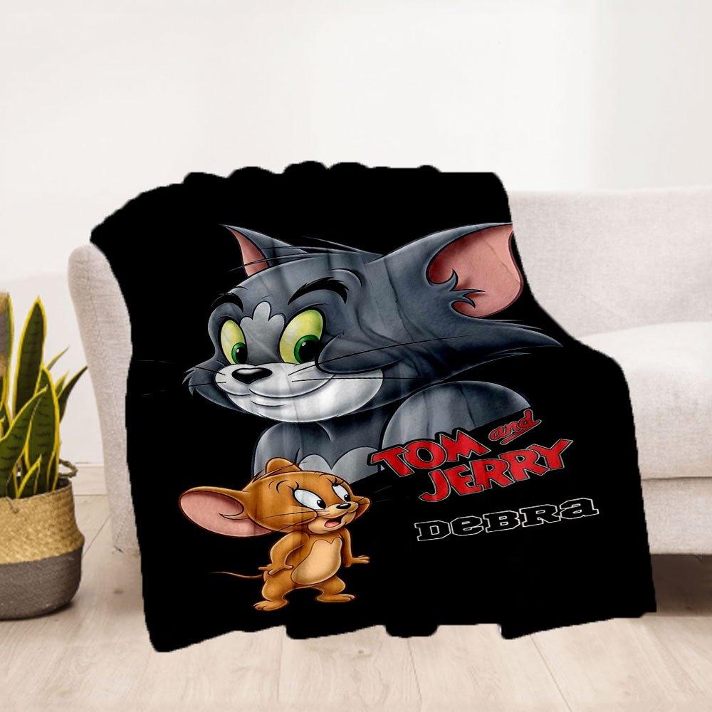Tom and Jerry Phone WallpaperBlanket Flannel Throw Blanket for Sofa, Bed, Travel, Camping, Office