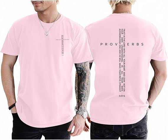 Proverbs 356 TShirt Summer Mens Christian Cross Graphic Tee Minimalist Faith Streetwear Short Sleeve Casual Top
