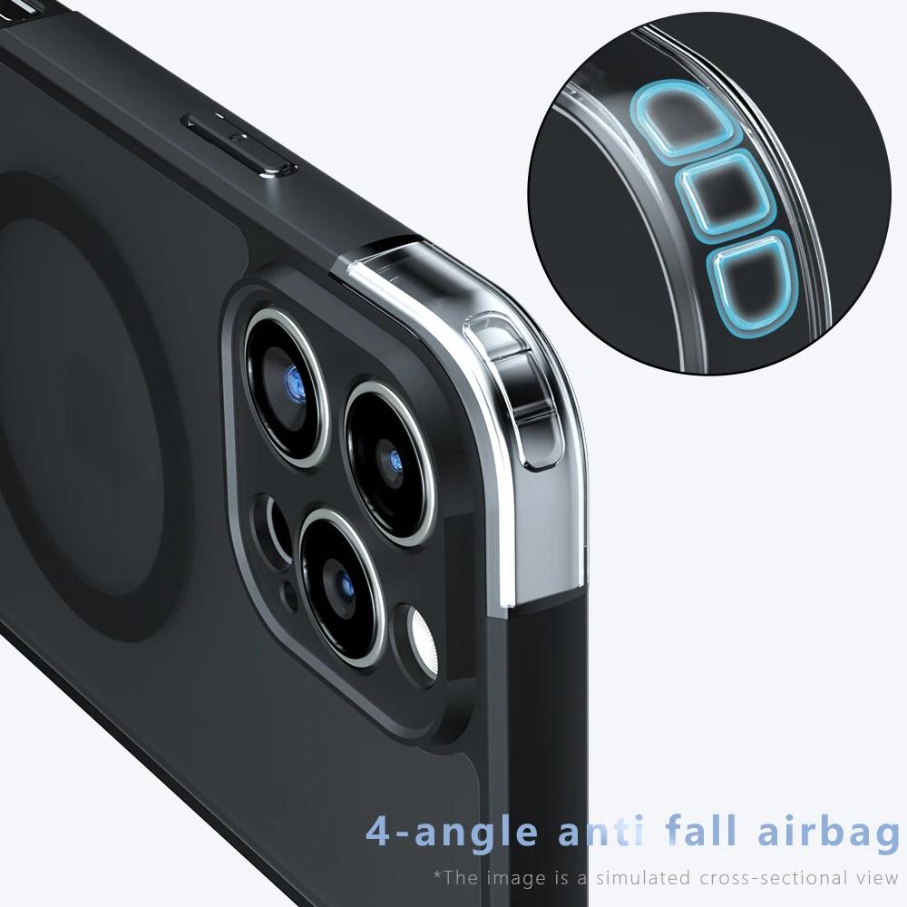 Для Magsafe Magnetic Case для IPhone 16 Pro Max 15Pro Matte Armor Transparent Cover для IPhone 16 15 Plus Wireless Charging Acrylic Противоударный бампер