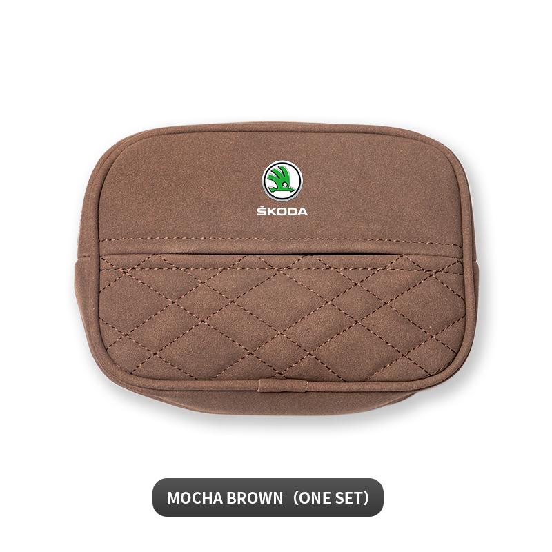 JNK3 Car Suede Tissue Box Organizer Accessories For Skoda Kylaq Elroq Kodiaq Octavia Enyaq Kamiq Scala Rapid Superb Karoq Fabia Yeti