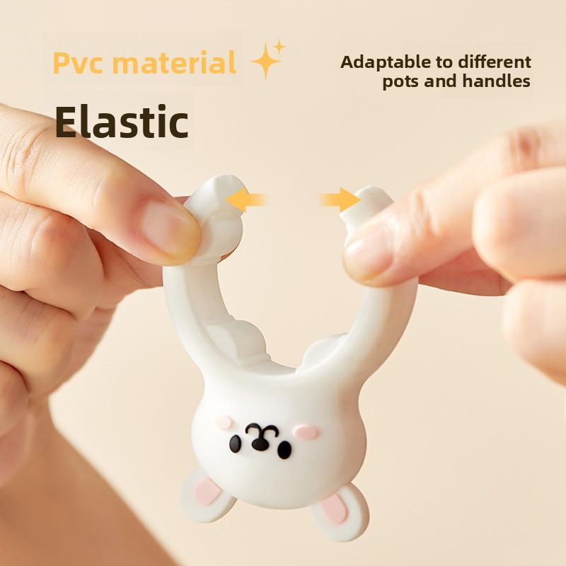 1 шт. Кролик Портативный Силиконовый Зажим для Крышки Кастрюли с Защитой от Перелива, Защита от Ожогов, Подставка для Ложки, Опорная Стойка, Кухонный Универсальный Зажим для Лопатки