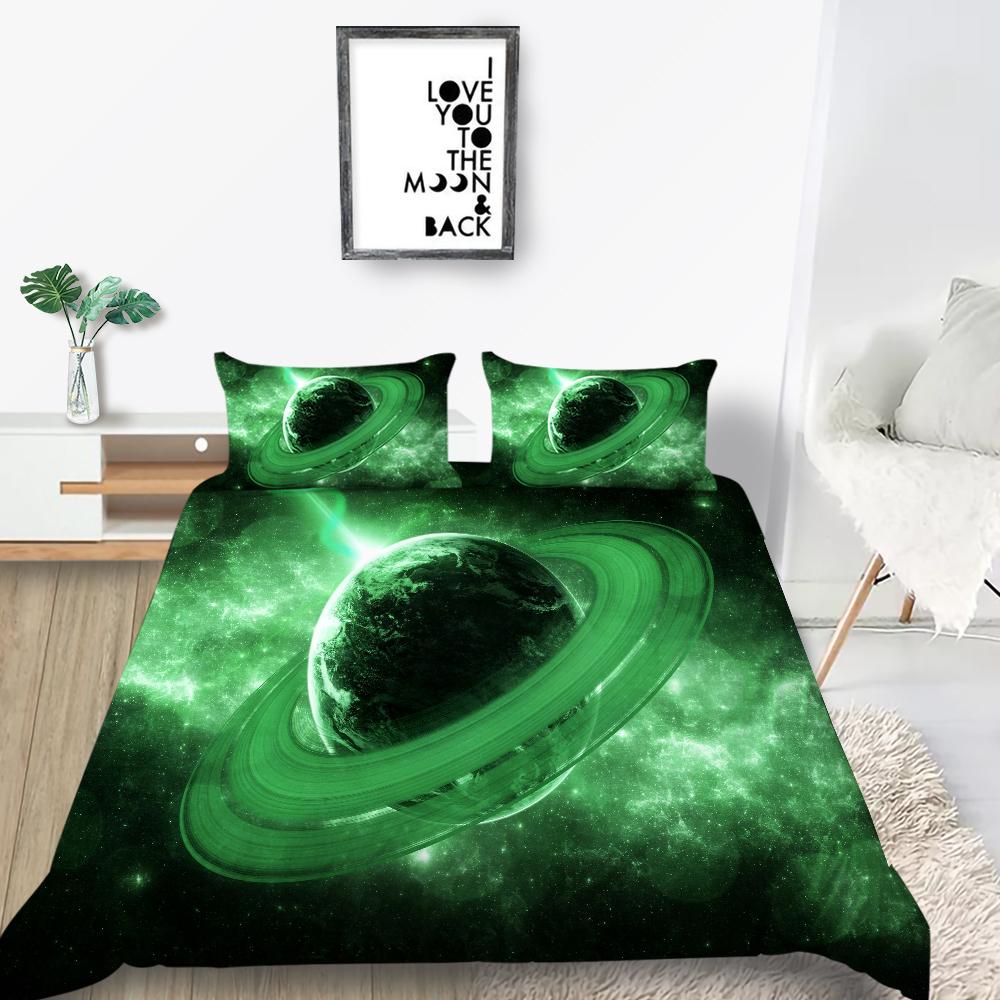 Space Star Printing Household Bedding Single Bed Double Bed Full Size Pillowcase and Quilt Cover 2/3 Beddingome