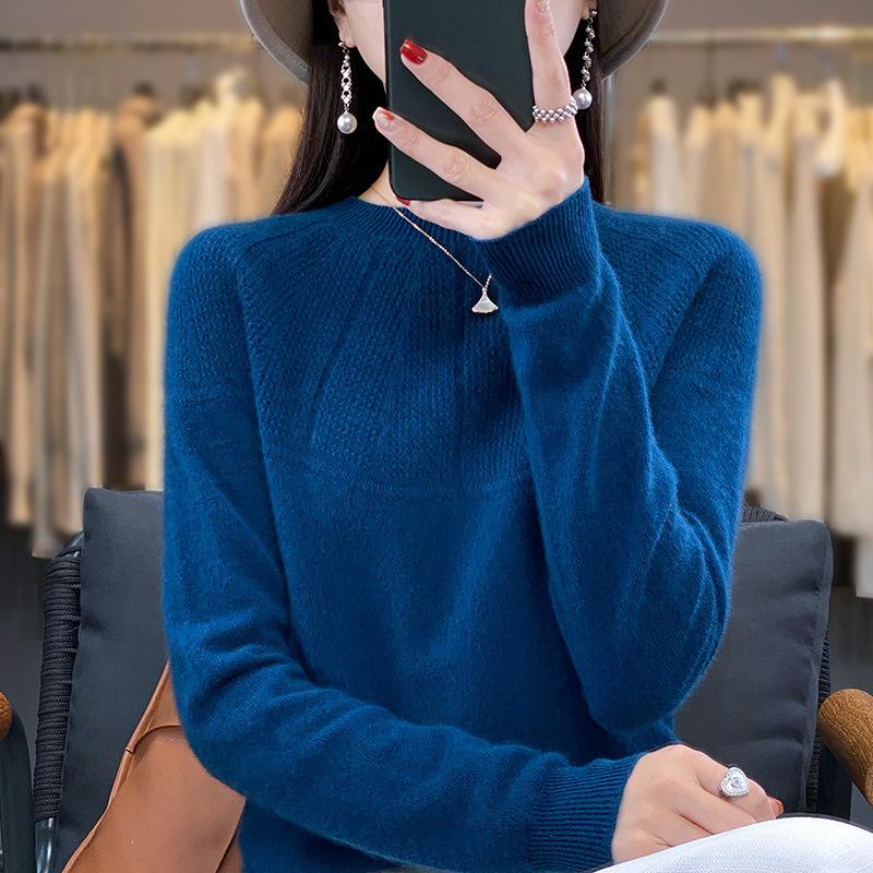 Wool Sweater Women Autumn Winter Pullovers O-Neck Hollow Long Sleeves Cashmere Knitwear Female Basic Bottoming Shirt