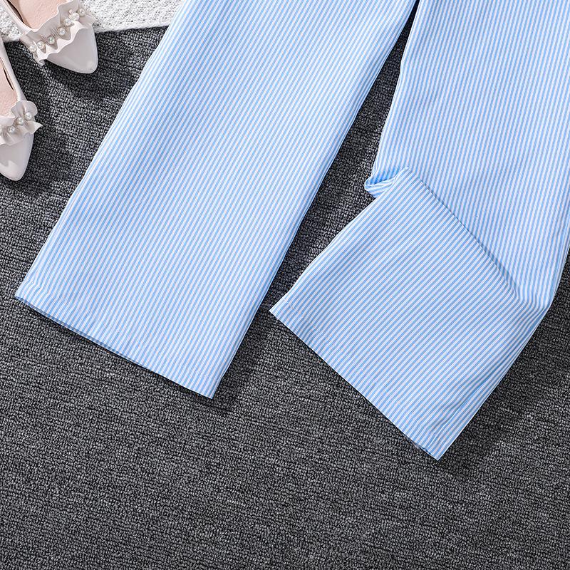 Одежда для девочек 8-12 лет, популярные повседневные полосатые брюки, широкие брюки для детей