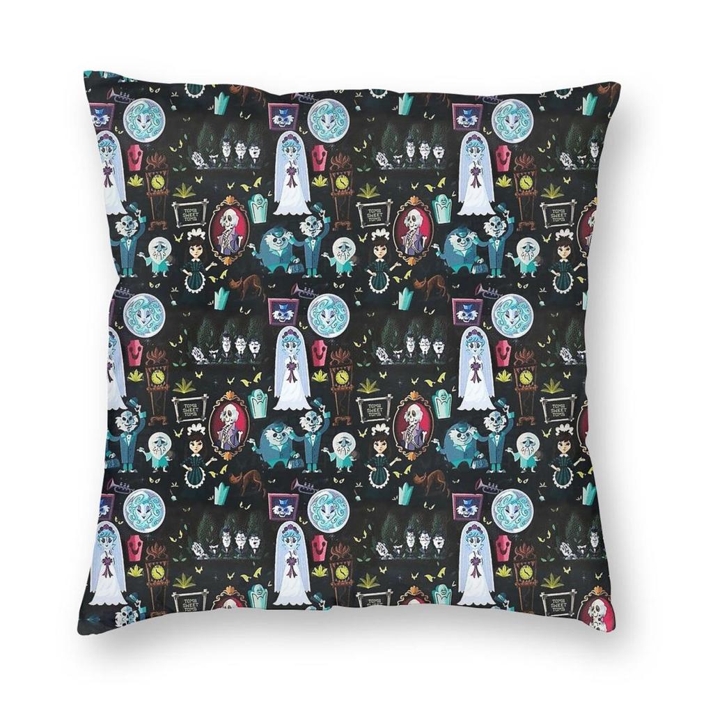Haunted Mansion Happy Haunts Square Pillowcase Polyester Linen Velvet Pattern Zip Decor Throw Pillow Case Home Cushion Cover