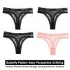 FINETOO 4 шт./компл., сексуальные кружевные женские трусики, стринги, нижнее белье, нижнее белье, стринги для женщин, трусики с бабочкой и Т-образной спинкой, цветочные трусики