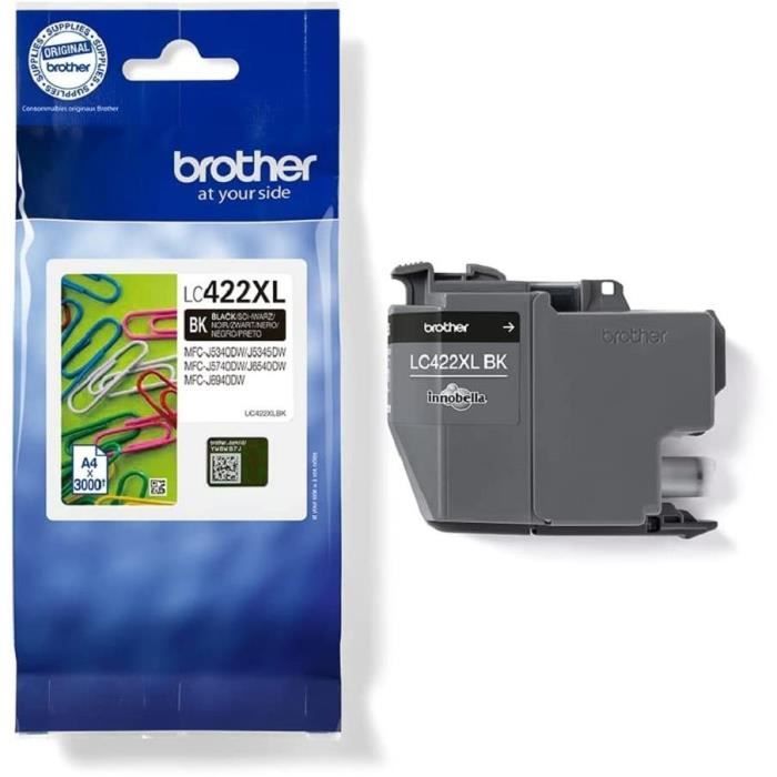 Cartridge LC422XLBK - BROTHER - Black - 3000p - For Business Smart MFC-J5340DW, MFC-J5345DW, MFC-J5740DW, MFC-J6540DW and