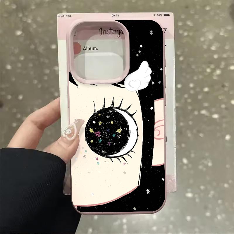Мультяшный Аниме Сияющие Глаза Милый Чехол для Телефона для IPhone 17 16 15 14 13 Pro Max Y2k Девушка Сверкающие Большие Глаза Задняя Крышка Телефона Capa