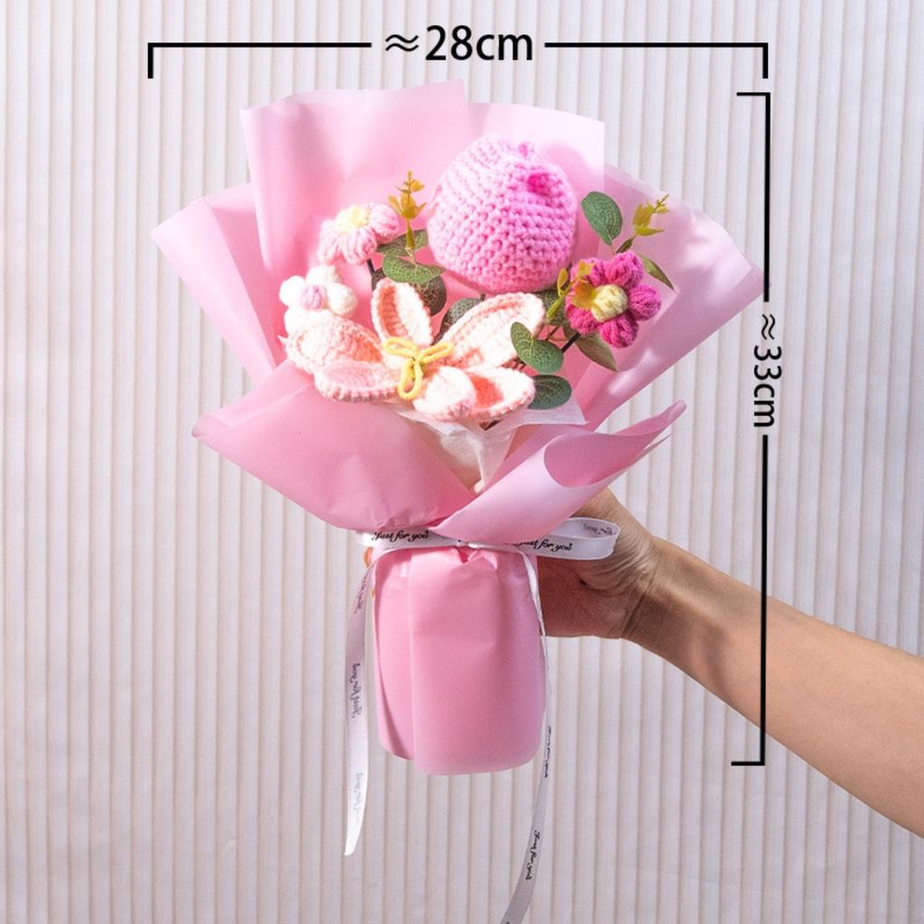 Hand-Knitted Tulip & Lily Bouquet - Everlasting Blooming Floral Arrangement for Heartfelt Gifting Lovely Permanent Floral Arrangement for Home Decor