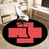 1pc Home Office Outdoor Gift Circular Rug - Red Cross Design on Black BackgroundRC2798