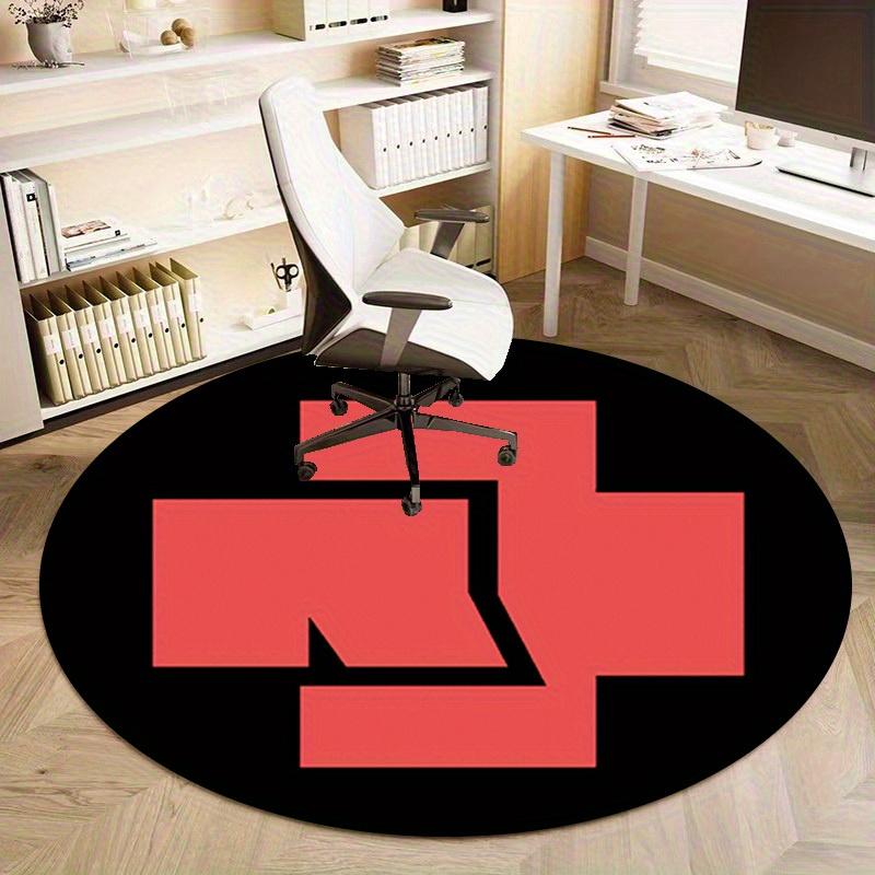 1pc Home Office Outdoor Gift Circular Rug - Red Cross Design on Black BackgroundRC2798