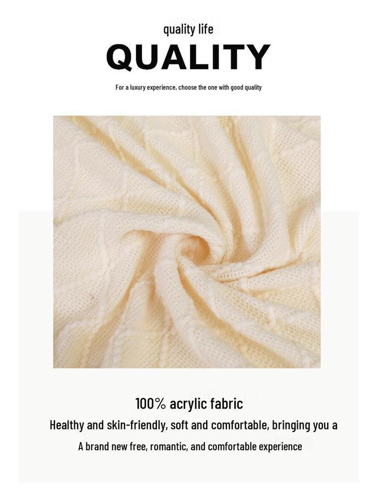 Скандинавский Ретро Желтый Аргайл Вязаный Плед - Покрывало на кровать, Накидка на диван, Накидка-шарф на конец кровати