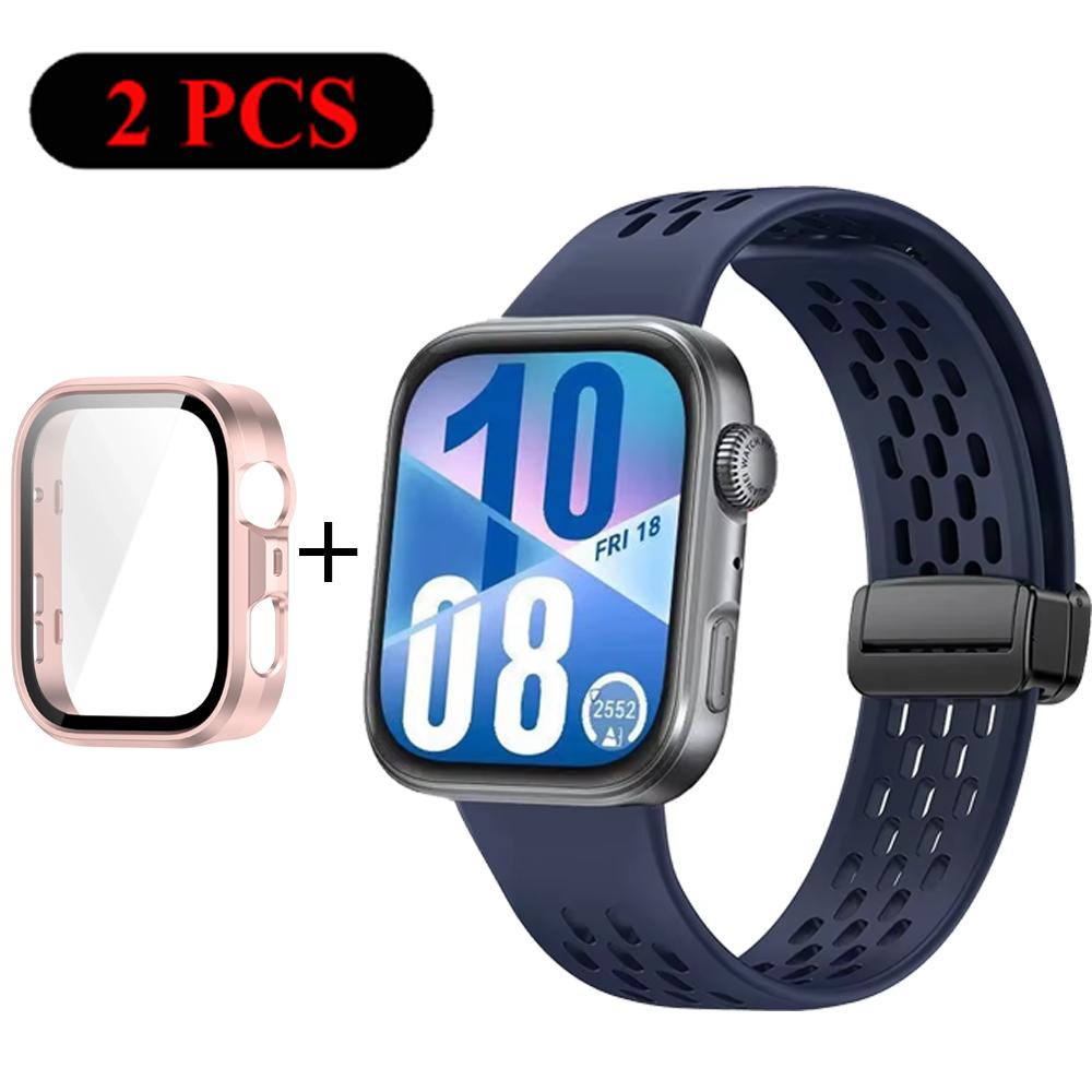 Ремешок+Чехол Силиконовый Ремешок для Huawei Watch Fit 4 Pro Fit 4 Удобный Браслет для Huawei Watch Fit 3 Дышащий Ремешок ПК Оболочка