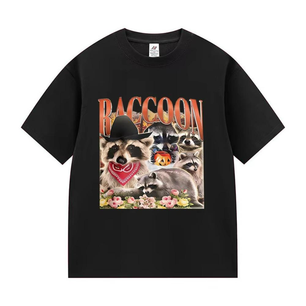 Funny RACCOON Meme Graphic Tshirt Unisex Women Summer Casual ONeck Cotton T Shirt Retro Oversized Short Sleeve T Shirt Streetwear