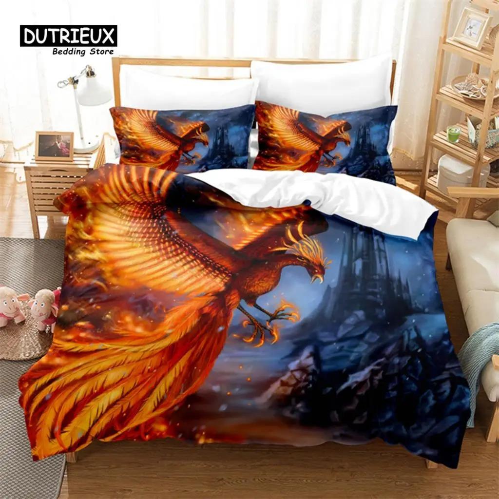 Flaming Phoenix Duvet Cover Full Queen Phoenix Nirvana Fired Volcano Bedding Set Microfiber Comforter Cover For Teen Adult Decor