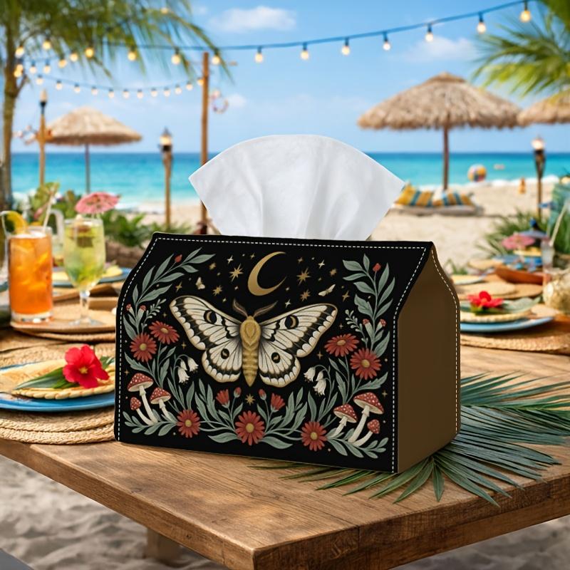 1pc Mystical Celestial Witch Tissue Box | Multi-functional Napkin Dispenser, Two Sizes Available Suitable for Home, Parties, Car Decoration Luna Moth