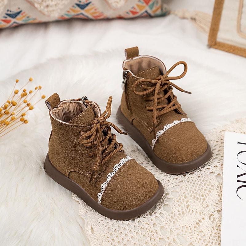 Fashion Girl Boot Versatile Comfort Girl Shoes Lace Princess Child Shoe Soft Sole Ankle Boot Trendy Sweet Short Boots Botas Niña