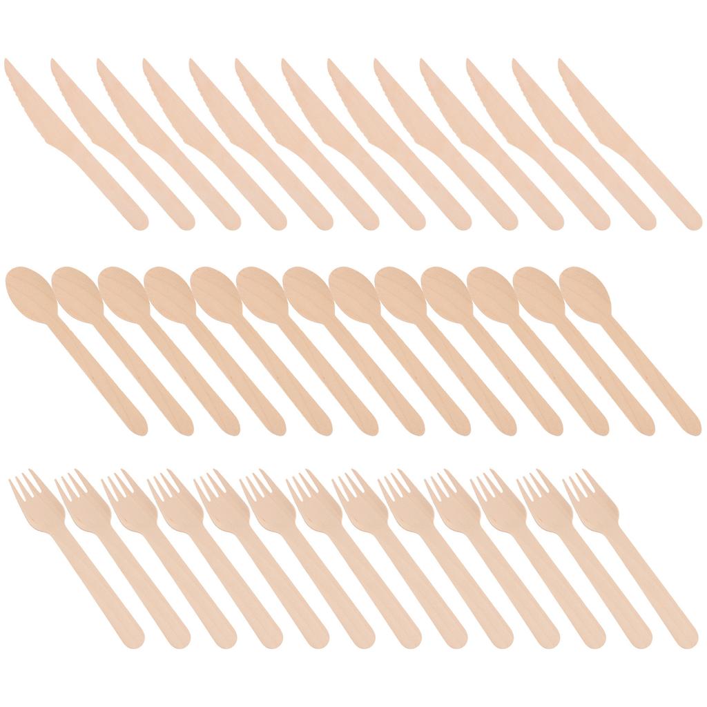 300Pcs Wooden Cutlery Set Disposable Wood Tableware Utensils Premium Material for Camping Birthday Bbq Wood Untensils