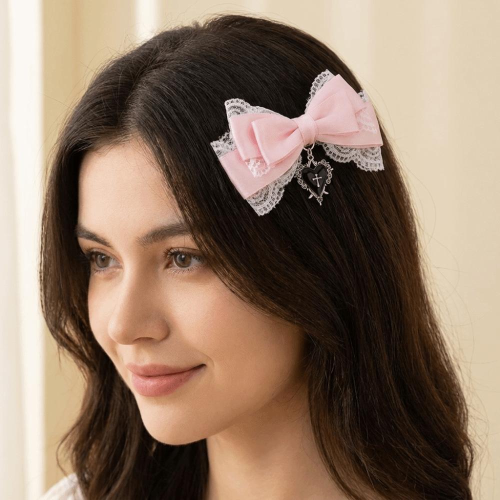 Ribbon Cute Duckbill Clip Gothic Hair Barrettes Sweet Bow Hair Clip Women