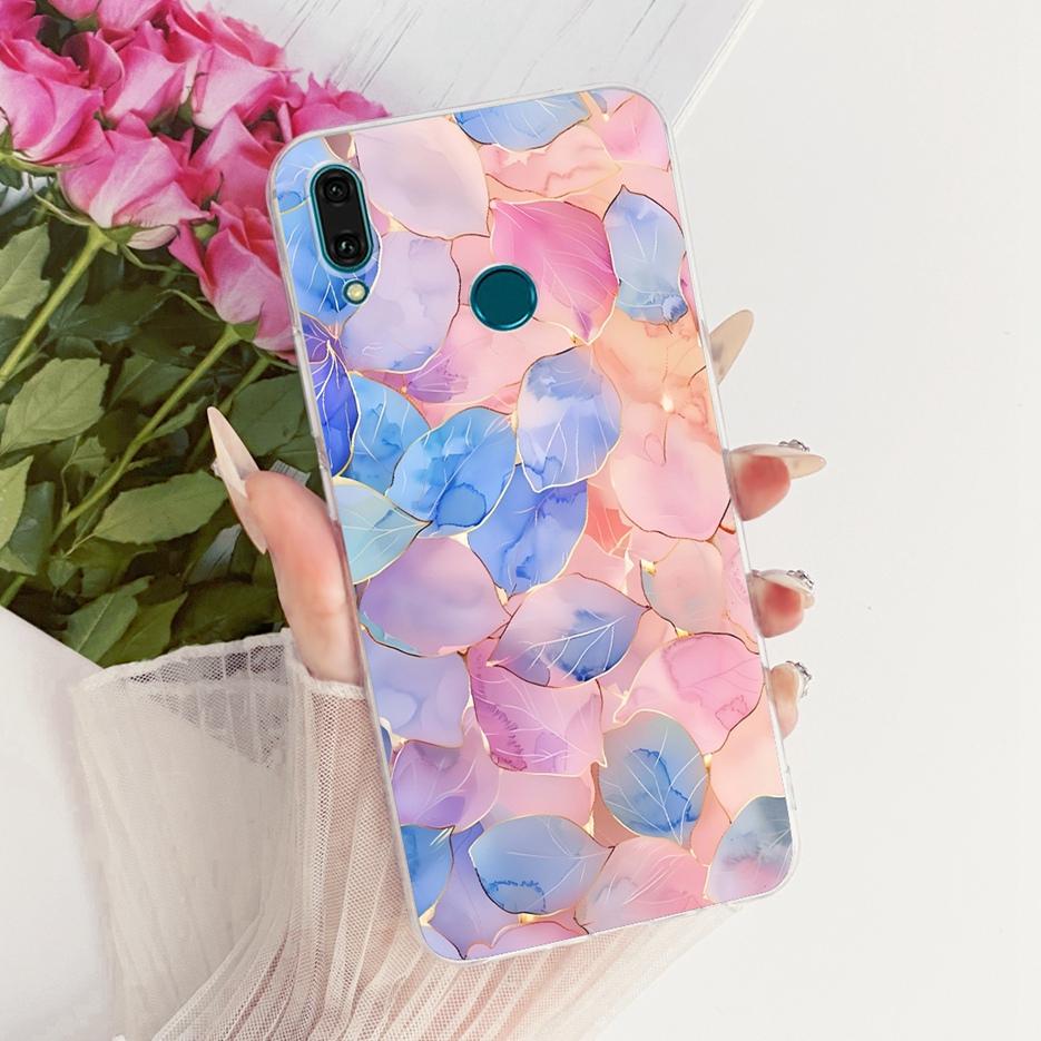 For Huawei Y9 2019 Case JKM-LX1 JKM-LX2 New Flowers Butterfly Painted Cover Soft Silicone Case For Huawei Y9s Y 9 s Y9 2019 Bags