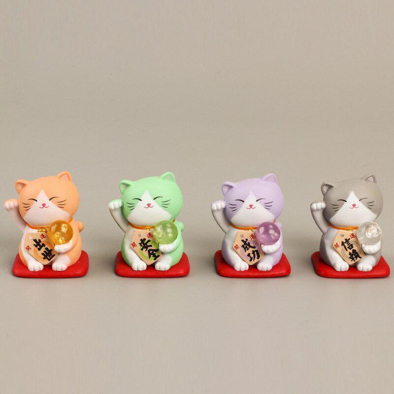 3D японская мультяшная фигурка счастливого кота, стеклянная модель животного, декор для дома, поделка, подарок, DIY, аксессуары для украшения