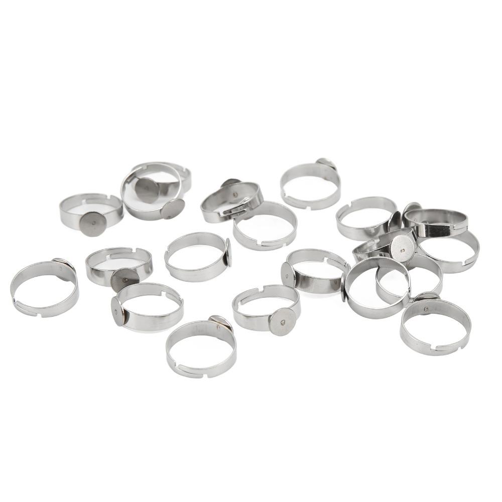20pcs Adjustable Design Blank Ring Flat Base Stainless Steel Ring Flat Ring Base  Creative Projects