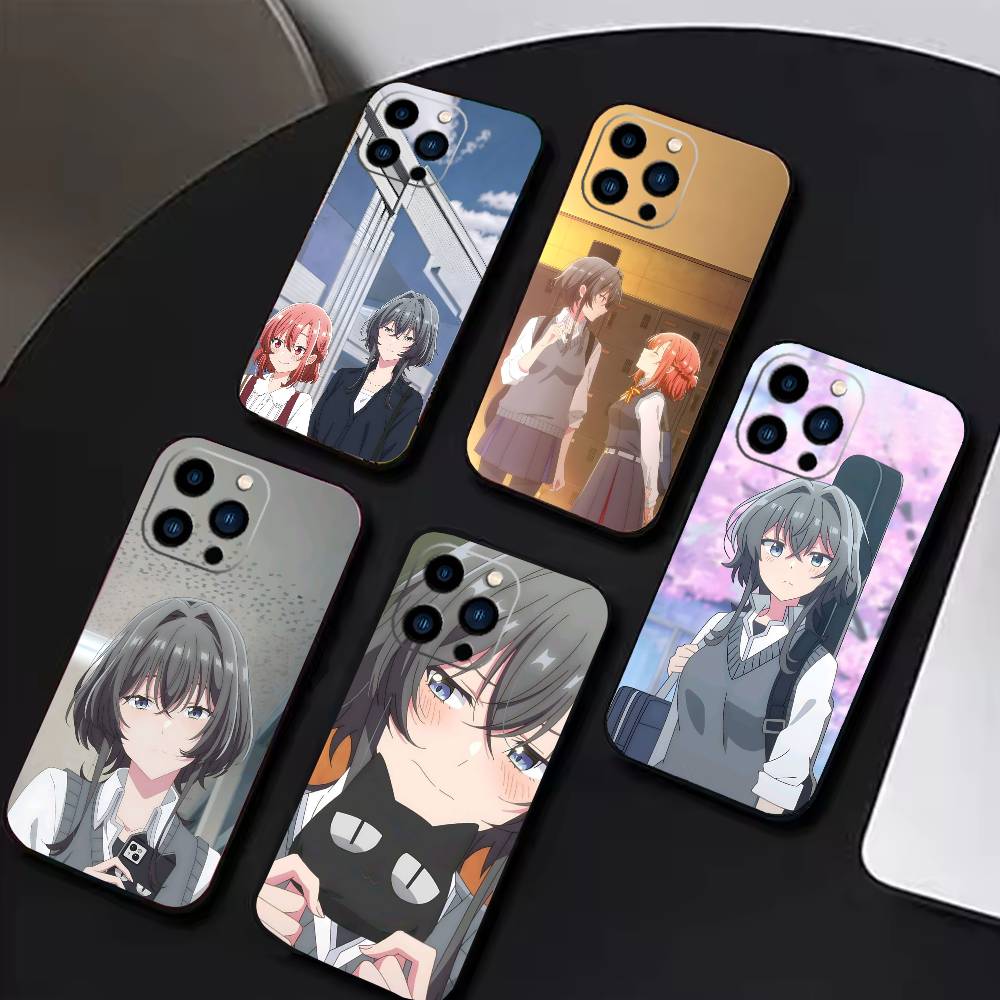Чехол для телефона Asanagi Yori и Kino Himari Для iPhone 17 16 15 14 13 12 Max Plus Силиконовый Черный Чехол