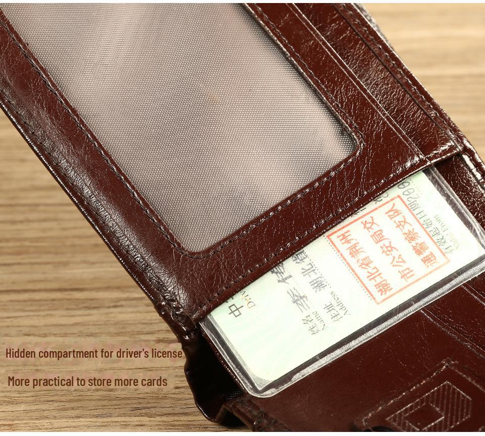 Мужской короткий кошелек Manbang из воловьей кожи с блокировкой RFID