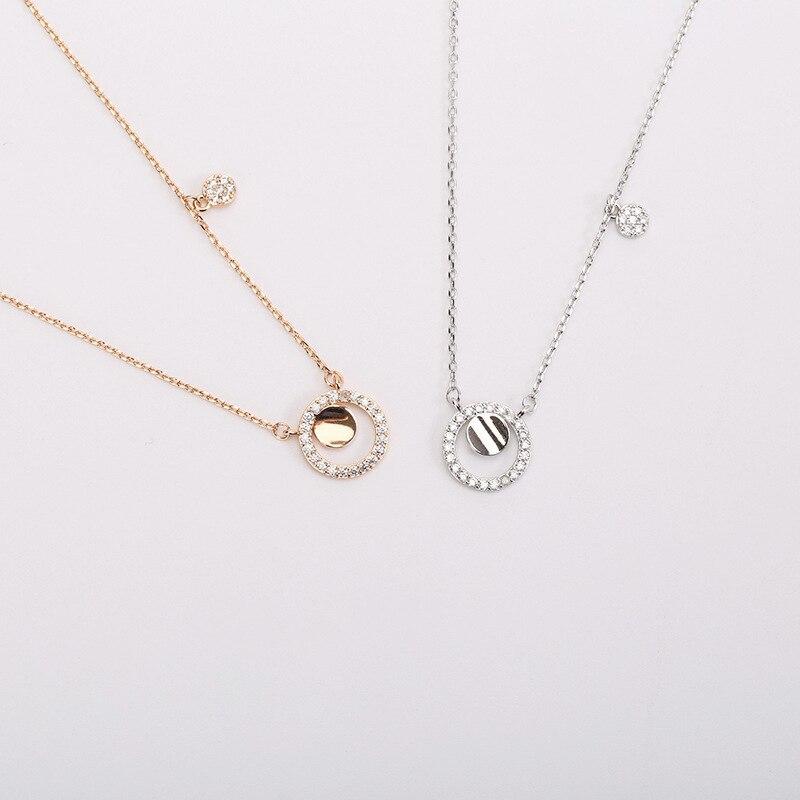 925 пробы стерлингового серебра кисточка циркон круг шарм ожерелье кулон для женщин свадьба девушки ювелирные изделия подарок аксессуары dz375