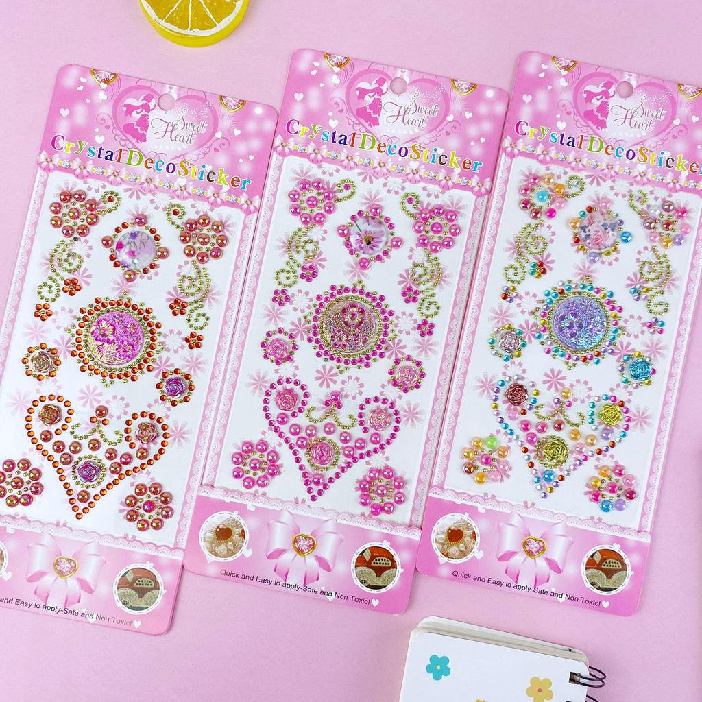 Heart-Shaped Crystal Stickers for Kids' Costume Party & Christmas Decorations - DIY 3D Diamond Stickers