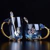 Beautiful Rose Enamel Crystal Tea Cup Set - Includes Tumbler, Coffee Mug&Spoon!