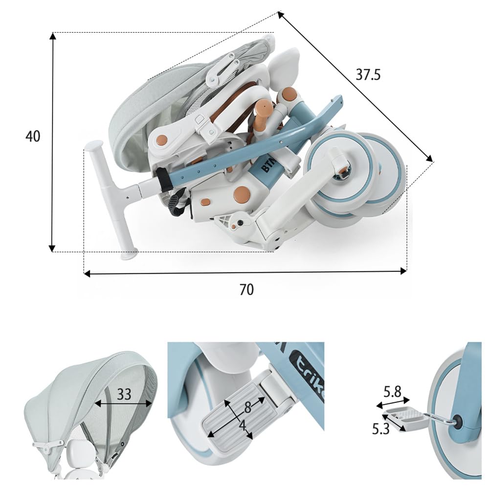 BTM складная трехколесная коляска с толчком 7 в 1 безопасный трехколесный велосипед 1 год 2 года 4 года ультра поворотный регулируемый велосипед для езды на велосипеде для легкого подарка на день рождения