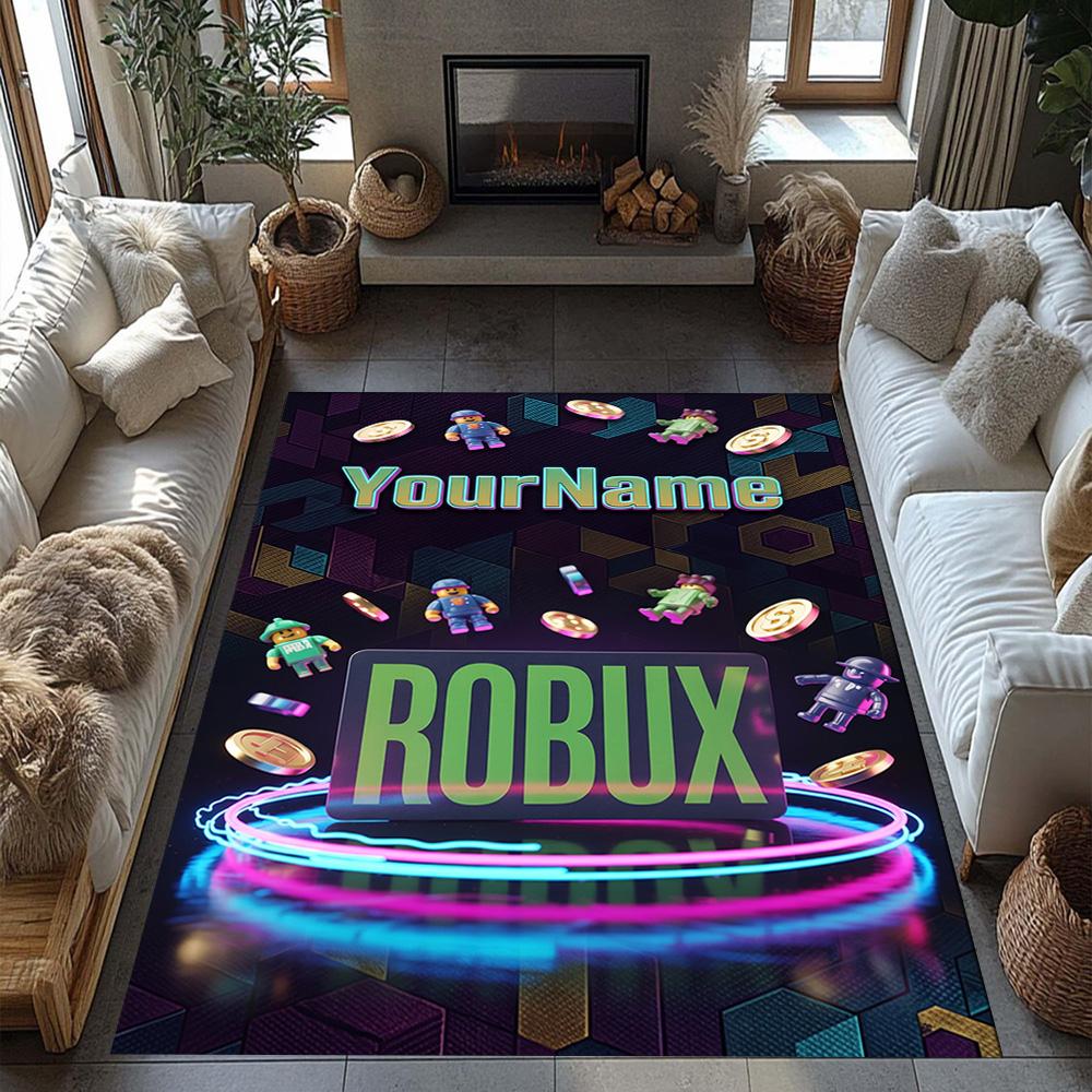Roblox 95 Customize Your Name Floor Rug Office Rug Suitable for Playrooms Outdoor Hallway Bedrooms Anti-slip Rug Decorate Offices