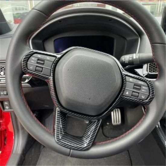 For Honda Civic 2022 11th Carbon Fiber Inner Steering Wheel Decor Cover Trim