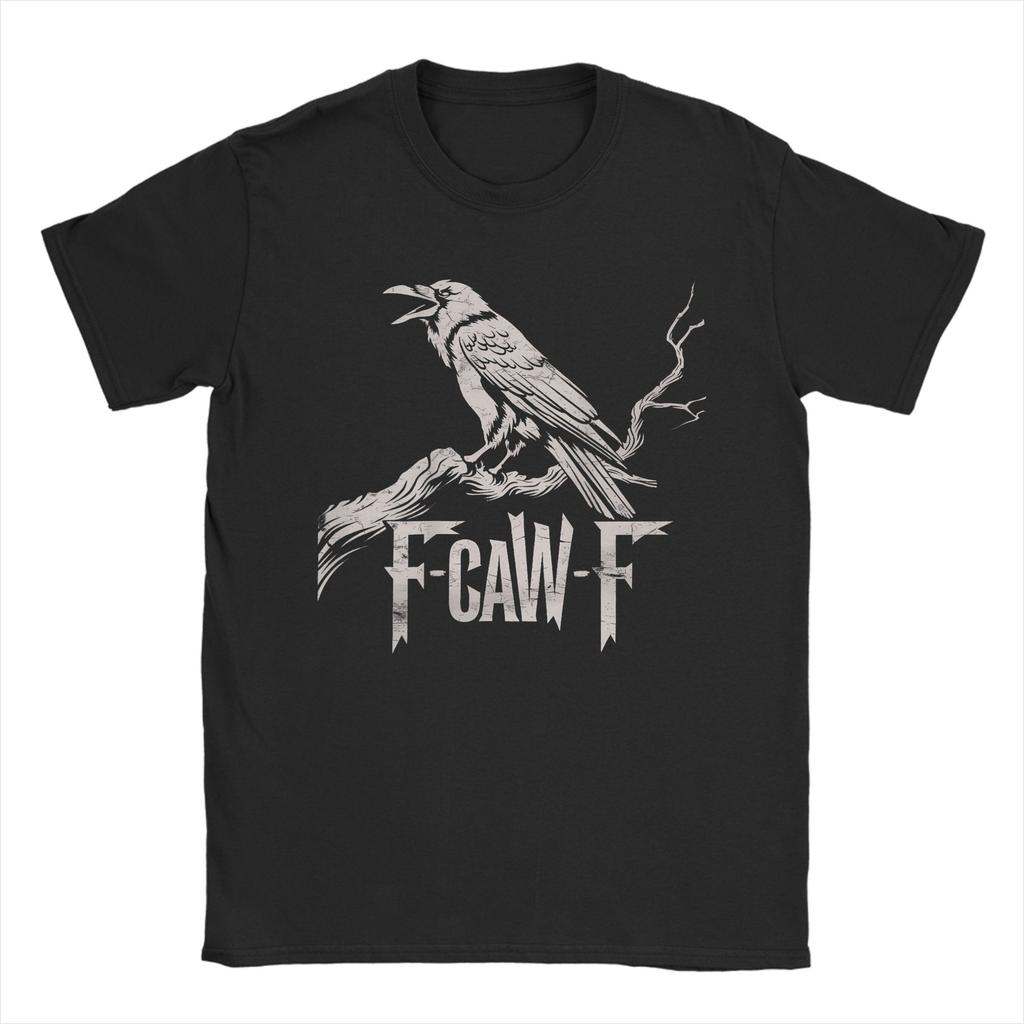 Crow F-Caw-F Funny Black Bird Moon Christmas Santa Hat T-Shirt for Men Crew Neck T Shirts  Short Sleeve Tee Shirt Clothing