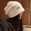 Thickened Fleece Wool Skullies Korean Style Warm Wool Cap Soft Letter Pullover Hats  Streetwear