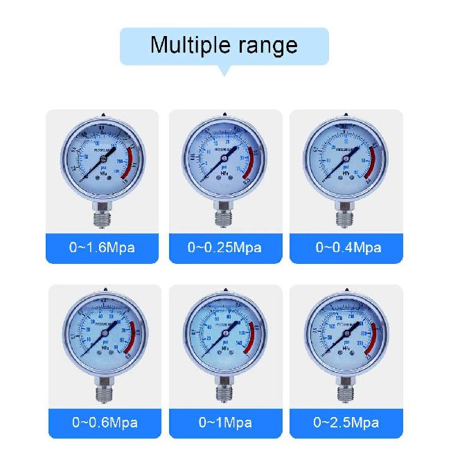 OUTEST 0-60MPa Radial stainless steel manometer pressure gauge Air oil water Hydraulic Pressure gauge Thread G1/4