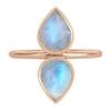 925 Silver Ring, Rainbow Moonstone Pear Gemstone Rose Gold Handmade Designer Ring, Stacking Ring, Gift For Her, Birthstone Ring